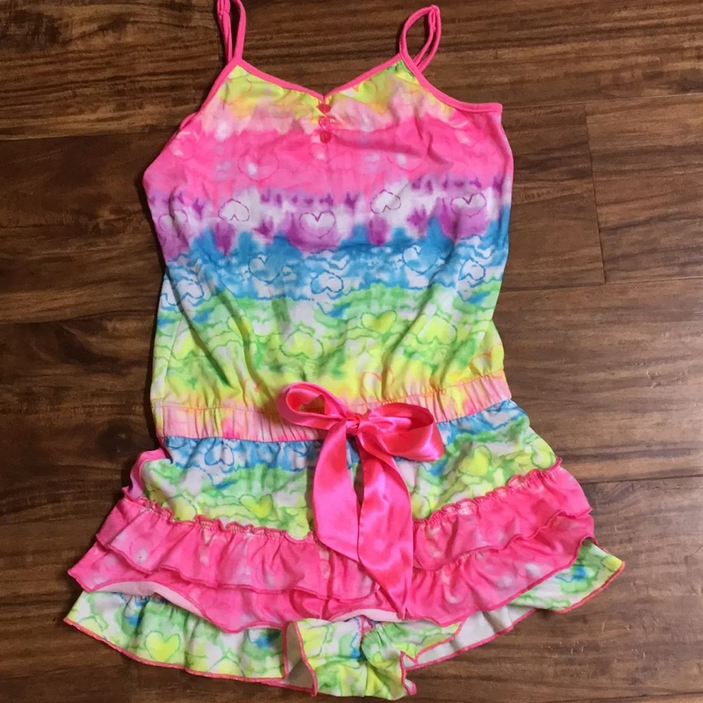 Justice Heart Tie Dyed Pajama Romper